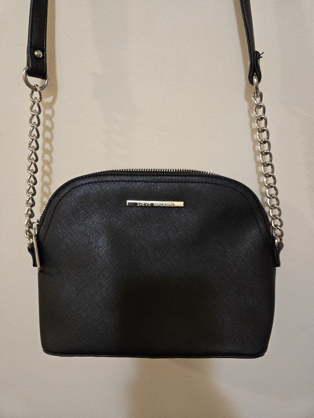 Steve Madden Black Crossbody with Silver Chain Accent